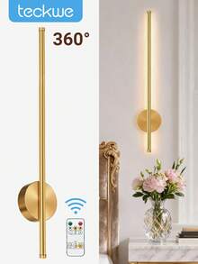 Teckwe Minimalist Wall Lamp With Remote Control, Magnetic Installation, Dimmable & 3 Color Temperature Adjustable, Perfect For Bedroom, Study, Living Room Decor, And Stairwell Light