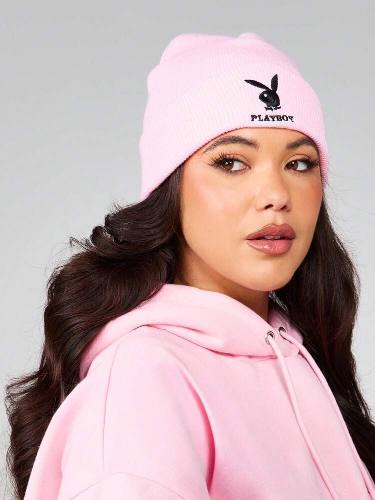 Missguided x Playboy Chunky Knit Beanie With Logo Embroidery