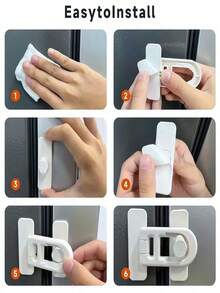 1/3/5 Packs Plastic Refrigerator Safety Locks, Non-Perforated Adhesive Safety Latches For Refrigerator And Oven Doors, Strong Adhesive Non-Marking Stickers, Keyless Drawer Door Lock For Office Use - Multicolor - View 7