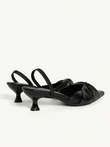 CUCCOO CHICEST Women's Pointed Toe Twist Backless Kitten Heel Pumps - Black - View 10