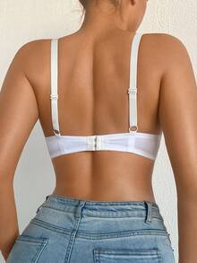 DesireSculpt 1pc Sexy Lace Patchwork Women's Bra - White - View 2