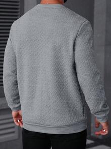 Manfinity CasualCool 男士圆领宽松休闲套头卫衣 - 淺灰色 - 查看 2