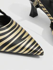 CUCCOO SZL Giày cao gót mũi nhọn họa tiết ngựa vằn thời trang đi làm cho nữ - Nhiều màu - Xem 6