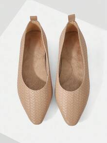 Mnmlis Damen Lässig Soft Bottom bequeme Ausschnitt atmungsaktive Strick Flache Schuhe - Kaffeebraun - Übersicht 6