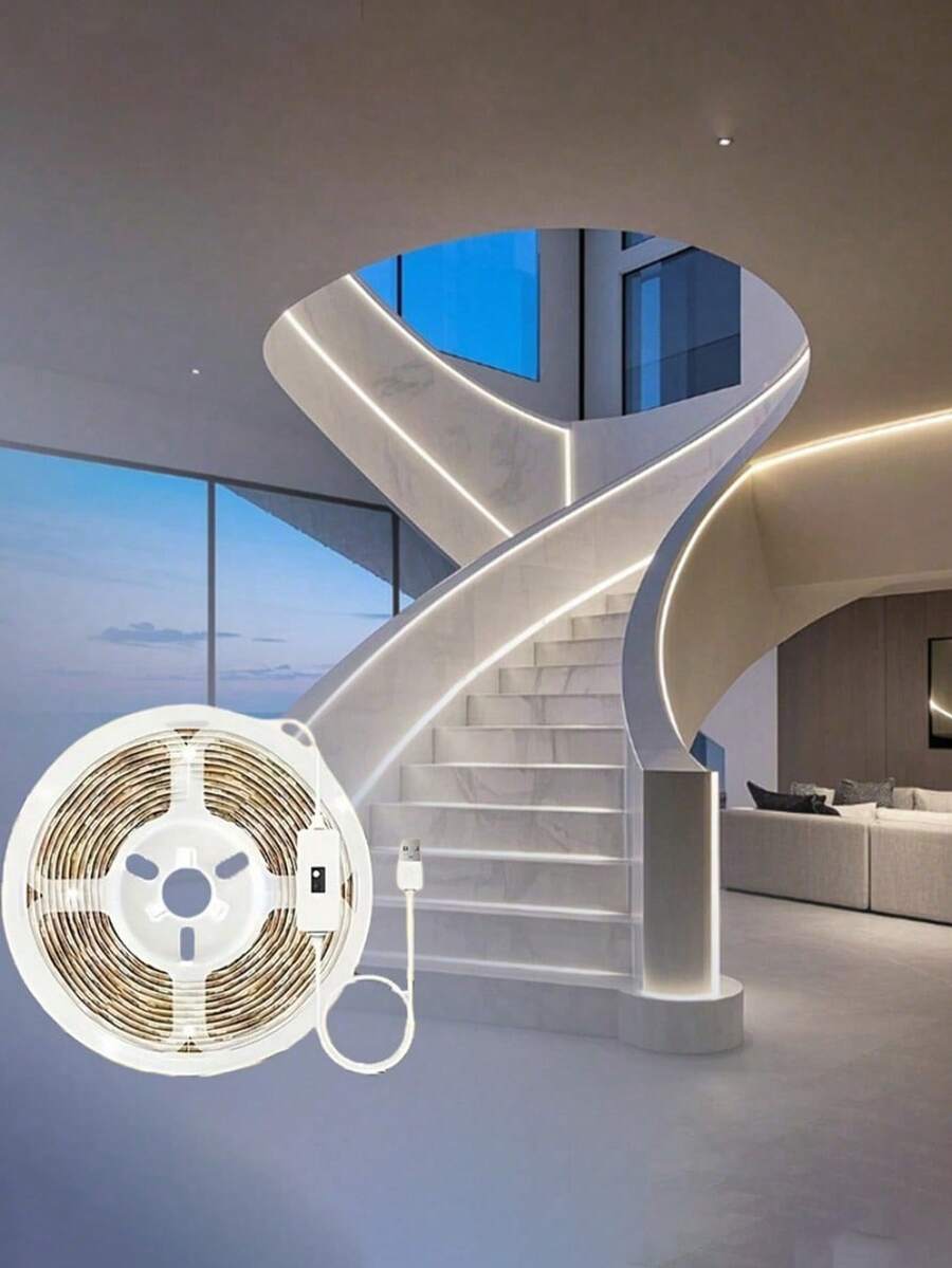 USB Powered Motion Sensor Light Strip With Auto On/Off Function - Multicolor Lighting For Halloween, Stairs, Bedroom And Hallway, No Wiring Required, Easy Stick-On Motion Sensor Built-In Lamp - Multicolor - View 1