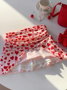 Comfortcana Summer Polka Dot Ruched A-Line Mini Skirt Valentine Clothes - Multicolor - View 4