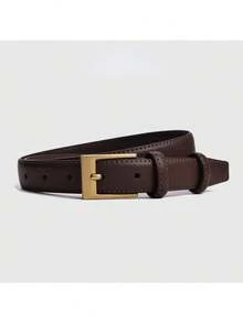 Amorya 1pc Women's Elegant Fashion Versatile Belt, Suitable For Daily Wear, Gatherings, Travel, Decorating Jeans, Casual Pants, Suits, Dresses - Coffee - View 2