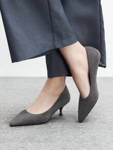CUCCOO BIZCHIC Zapatos de tacón de punta elegantes para mujeres para ir al trabajo - Gris - Ver 3