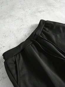 PAVTROS 男士字母图案双色叠穿运动裤，外出时尚长款抽绳喇叭裤拼色运动裤，适合送给老公、男朋友的礼物 - 彩色 - 查看 4