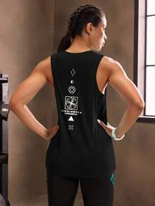 Powerista Top tank deportivo con estampado geométrico - Negro - Ver 3