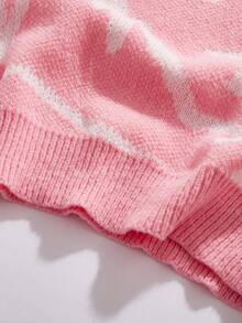 StoneGrade Men's Random Print Crew Neck Long Sleeve Knitted Sweater, For Fall Winter - Pink - View 5