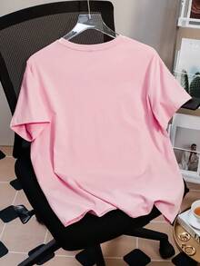 TOM & JERRY X SHEIN 女士休闲可爱卡通汤姆和杰瑞印花短袖 T 恤，夏季