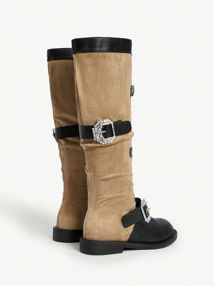 CUCCOO CHICEST Women's Retro Over-The-Knee Boots, Round Toe Slim Fit Tall Riding Boots For Christmas