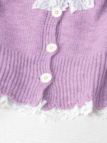 Resyla Fashionable Blogger-Inspired Lace-Up Loose Knit Cardigan, Chic European Style - Lilac Purple - View 4