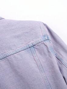 Chillumni 男士休闲做旧浅紫色牛仔夹克，街头风 - 淡紫色 - 查看 5