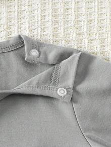 Newborn Baby Cotton Pajamas-3 Piece Pajama New Born 2026 Footed Sleepsuit Set Dinosaur Car Print Long Sleeve Round Neck Snap Closure Full Length Footed Pants One Piece Pajamas Pastel Gray Peach Olive Four Seasons Holiday 2026 Must Have Gift - Multicolor - View 8