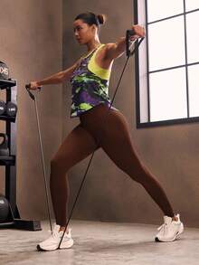 Powerista Quần legging thể thao yoga định hình bụng cho nữ - Màu nâu Sô-cô-la - Xem 7