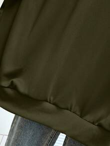 Franclia Sweatshirt Wanita Kasual Bergaris dengan Motif Patchwork dan Bahu Longgar, Musim Gugur - Hijau Tentara - View 5