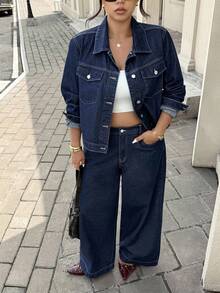 SHEIN ICON Plus Size High Waist Casual Fashion Versatile Jeans