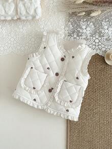 SHEIN 女婴简约爱心印花无袖背心 - 白色 - 查看 2