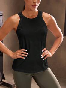 Powerista Camo Print Sports Tank Top - Black - View 3