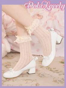 Dola Lovely Women's Fashionable & Elegant Pumps With Bow Decor For Christmas - White - View 3
