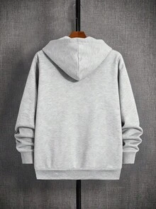 青少年男童休闲连帽卫衣，黑色，街头风，舒适时尚，百搭，面料柔软，适合日常穿着、上学、外出、户外活动，四季皆宜。灰色拉链卫衣，星形图案卫衣，男童款 - 灰色 - 查看 3