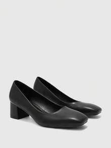CUCCOO BIZCHIC Cuccoo 女士方头时尚日常通勤高跟鞋 - 黑色 - 查看 7