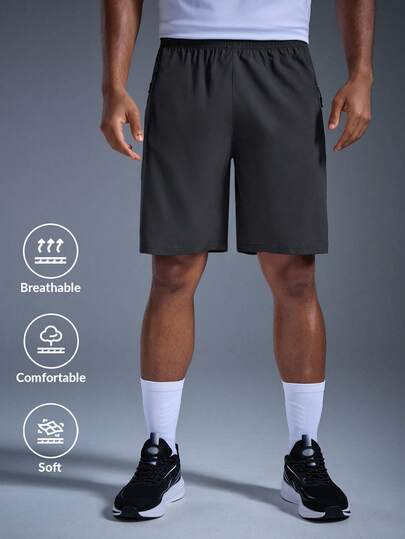  DRIFTMERE Men's Solid Color Quick-Drying Casual Sports Shorts, Spring To Summer, Men Quick Dry Lightweight Shorts, For Gym And Fitness With Good In High Stretch And Cooling Feeling Suitable For Summer, Athleisure Style, Sporty Fashion