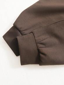 Airaco 复古美式拉链刺绣休闲百搭长袖套头卫衣 - 咖啡棕 - 查看 3