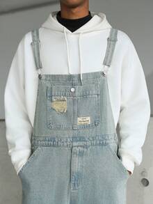 Manfinity Homme 男士休闲做旧胸带牛仔背带裤