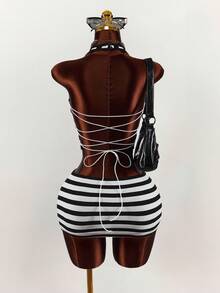 Amplova 2026 New Style Women's Halter Backless Criss-Cross Strap Tank Top & Bodycon Mini Skirt Set - Multicolor - View 3