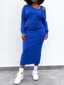 Slaydiva Ținută de damă mărime mare 2025 toamnă/iarnă nouă, potrivită pentru festivaluri de muzică primăvară/vară, Paște, petrecere de ziua de naștere, absolvire, stil universitar, student, ținute zilnice, asortate la toate, casual, vacanță, călătorii în croazieră, plajă, bronzare, virală, ținute streetwear, invitați la nuntă, ținute de aeroport - Albastru - A