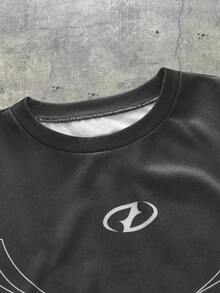 AXEPEAK Street Casual Hip Hop Cropped Loose Fit Men Pullover Pullover Sweatshirt - Multicolor - View 3