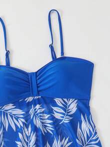 Swim Lushoire Women's Printed Swim Dress With Spaghetti Straps - Blue - View 4