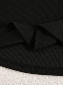 SHEIN Young Girls Bowknot A-Line Dress With 2 In 1 Shirt Collar, Suitable For Casual Outings And School - Black - View 8