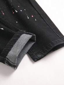 Manfinity Roghcode Jeans déchirés mode casual à taille haute pour hommes - Noir - Voir 7