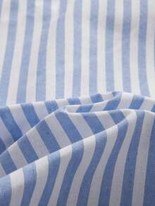 StoneGrade Camisa casual de manga larga con cuello de arte de rayas azules y blancas, colorida y sencilla, para hombre, otoño - Azul - Ver 8