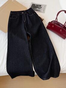 Comfortcana Women's Heart Pattern Casual Denim Jeans - Dark Wash - View 2