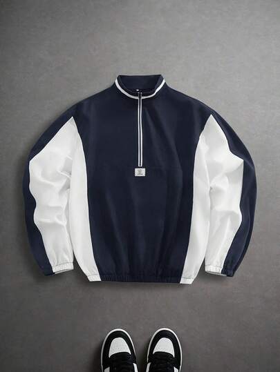 EASEVO Plus Size Men's Fashionable Patchwork Jacket, Autumn/Winter