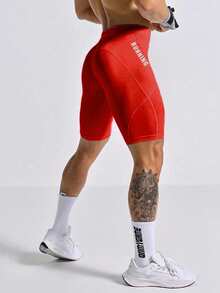 Manfinity Sport Corelite 男友风男士低腰字母印花休闲运动打底裤圣诞氨纶透气短裤