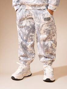 Bộ đồ thể thao SUMWON dành cho bé trai, gồm áo hoodie và quần nỉ họa tiết rằn ri, không có mũ trùm đầu có dây rút, thích hợp cho phong cách thường ngày, dạo phố hoặc đi nghỉ mát. - Xám - Xem 4