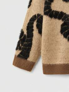 EASEVO Manfinity Brand - Men's New Loose Casual Comfortable Pullover Sweater Men's Knit Floral Men Knit Brown Sweater Men Men's Fall Collection - Coffee Brown - View 6