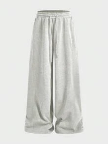 EASEVO Men's Plus Size Solid Color Casual Sweatpants, Deep Gray, No Print, With Back Pocket - Light Grey - View 4