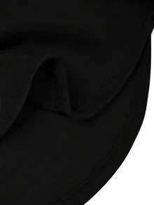 INAWLY 女士纯色简约休闲卫衣 - 黑色 - 查看 4