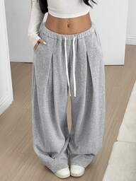 Muchica Damskie spodnie dresowe o luźnym kroju z podszewką termiczną, jesień/zima