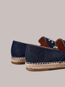Styleloop Giày nữ phong cách Bohemian thường ngày, trang trí ngọc trai, thích hợp cho Giáng sinh và tiệc năm mới. - Màu xanh lam - Xem 4