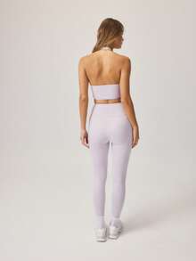 Aralina BUTTERSOFT RUCHE FRONT HALTER LEGGING SET - Mauve Purple - View 2