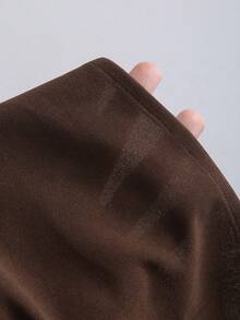 Sweetra Bộ 2 món áo sơ mi dài tay kẻ caro thanh lịch cổ điển dành cho nữ và quần ống rộng ống đứng, mùa thu/đông - Cà phê nâu - Xem 8