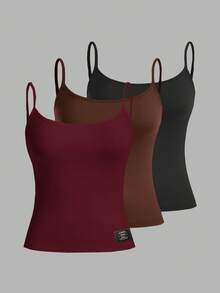 SHEIN EZwear 张子刺绣图案女士吊带露脐上衣，性感修身，适合夏季海滩穿着 - 彩色 - 查看 11
